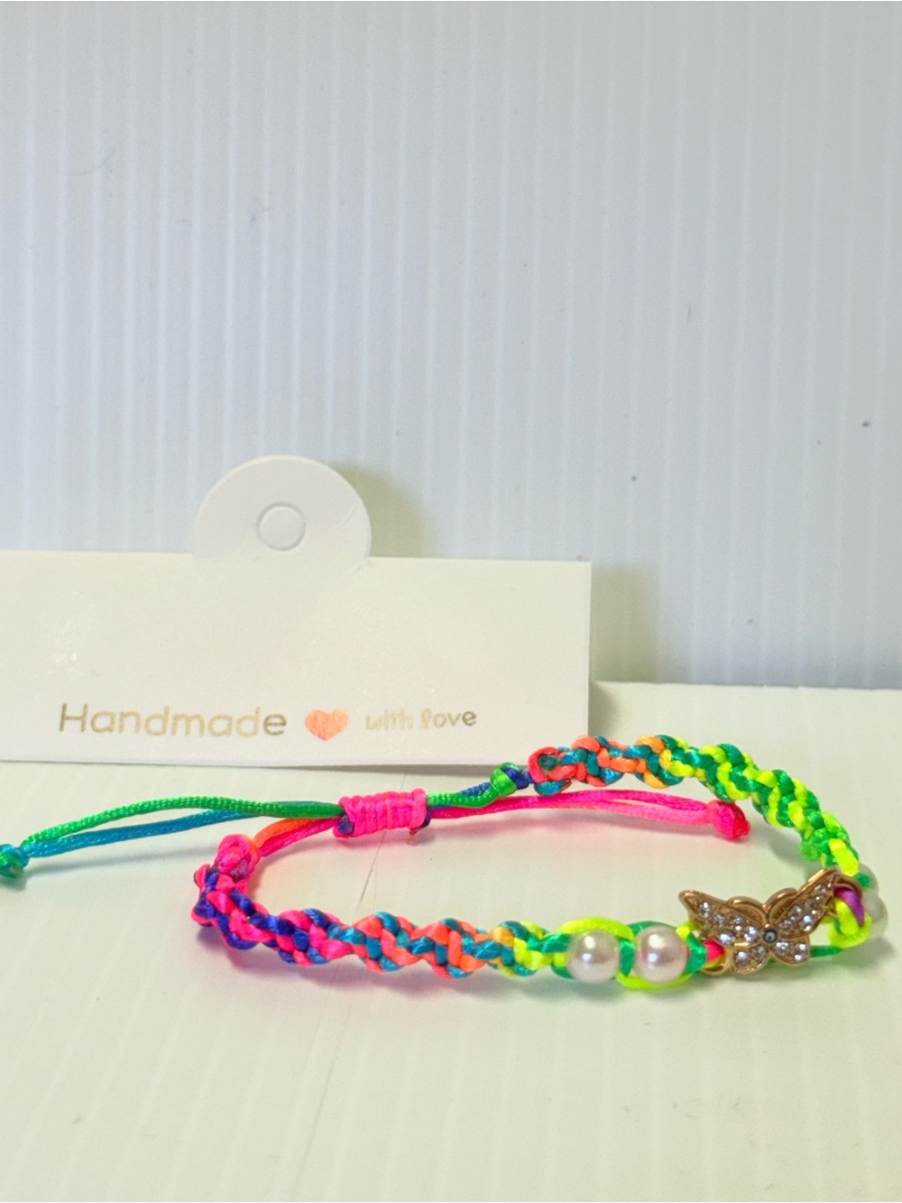New combo Handmade Neon Friendship Bracelet with Butterfly Charm 18” ajustable